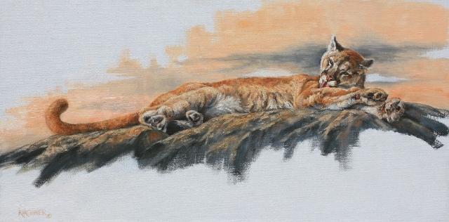 Cougar, Cougar Painting, Mountain Lion, Mountain Lion Painting, Cougar Painting, western art, western paintings, nature art, nature painting, wildlife art, wildlife painting, Leslie Kirchner, leslie kirchner art